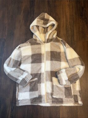 Women’s Plaid Zip up Hooded Fleece